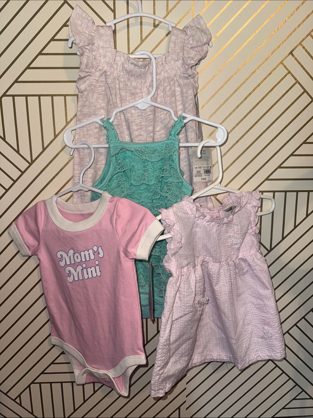 Baby Girls Pink & Mint Clothing Set - 4 Piece